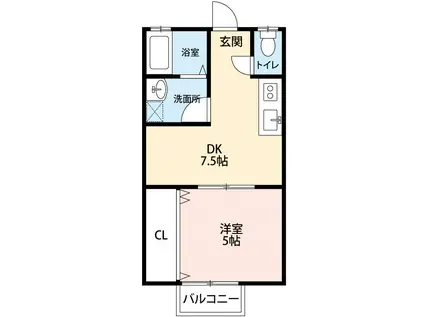 アビテナポールIII(1DK/2階)の間取り写真
