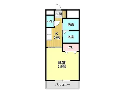 リバティー(1K/2階)の間取り写真