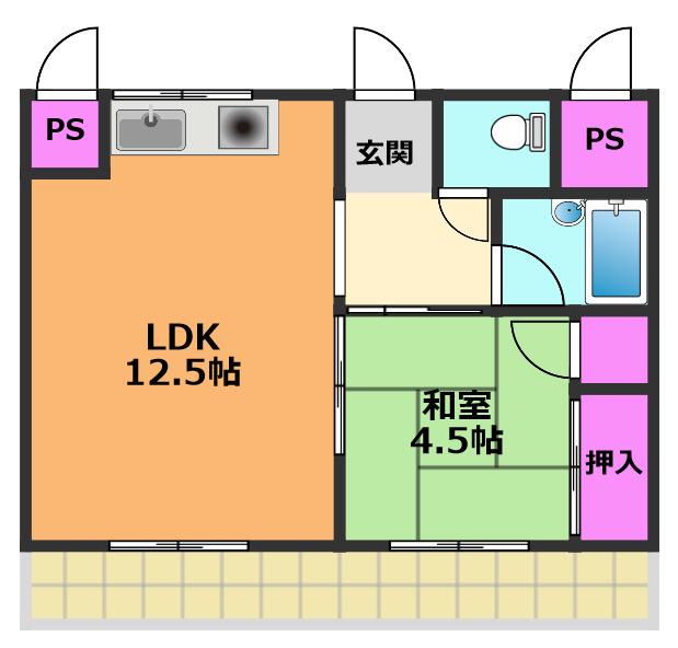 フラットピア88(1LDK/2階)の間取り写真