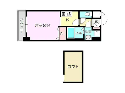 リセスコート2(1SK/4階)の間取り写真