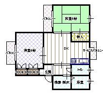 ヴレ・ロワイヤル(2LDK/1階)の間取り写真