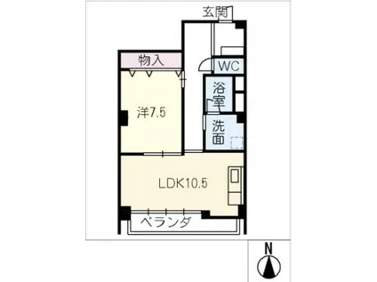 北村ビル(1LDK/4階)の間取り写真