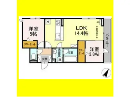 アストロ馬渕(2LDK/3階)の間取り写真