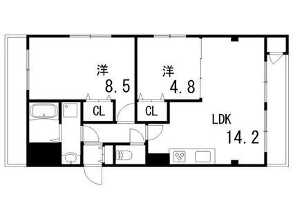 ENZZO KURIYAMA(2LDK/3階)の間取り写真