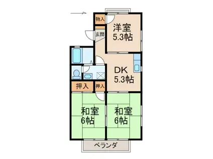 セゾン津秦(3DK/2階)の間取り写真