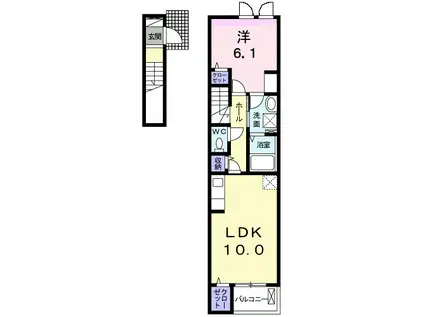 豊橋鉄道渥美線 南栄駅 徒歩17分 2階建 築3年(1LDK/2階)の間取り写真