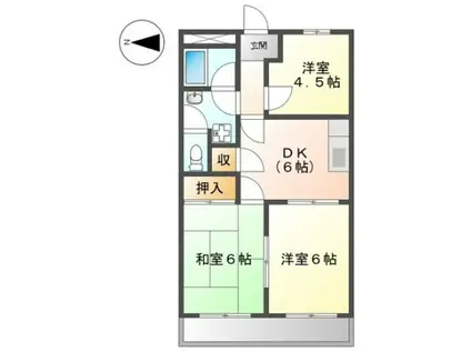 ハイツ白樫の森(3DK/1階)の間取り写真