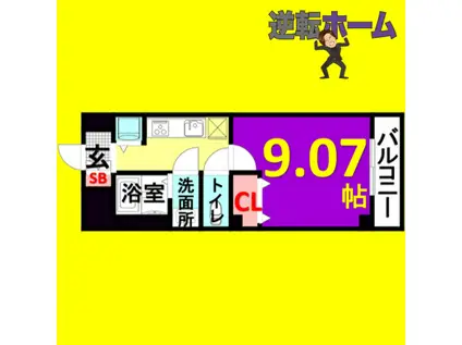 プレストンズ新栄(1K/7階)の間取り写真