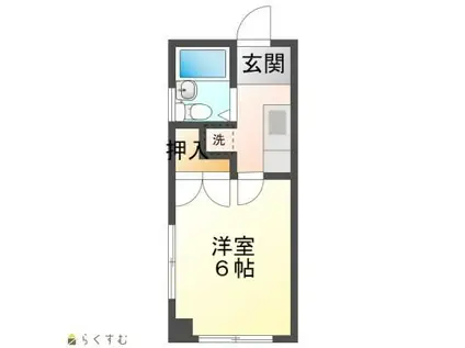 ユーロハイツ千手(1K/2階)の間取り写真