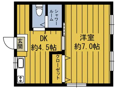 REGINA上人(1DK/1階)の間取り写真