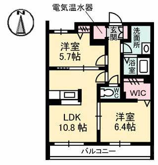 タムタムグラン(2LDK/2階)の間取り写真