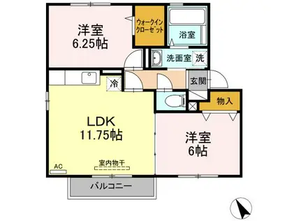 アゼリア(2LDK/1階)の間取り写真