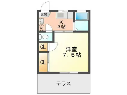 サンライト下津 A(1K/1階)の間取り写真