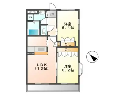 ベル・グラース(2LDK/2階)の間取り写真