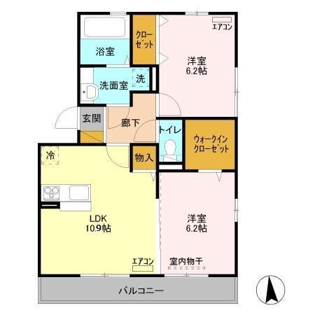 ブランピエール(2LDK/3階)の間取り写真