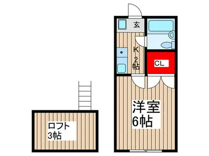 ホワイトハウス(1K/2階)の間取り写真