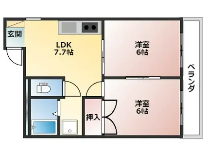 KAWAMAビル(2DK/4階)の間取り写真