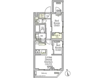 アークマーク南品川(2LDK/2階)の間取り写真