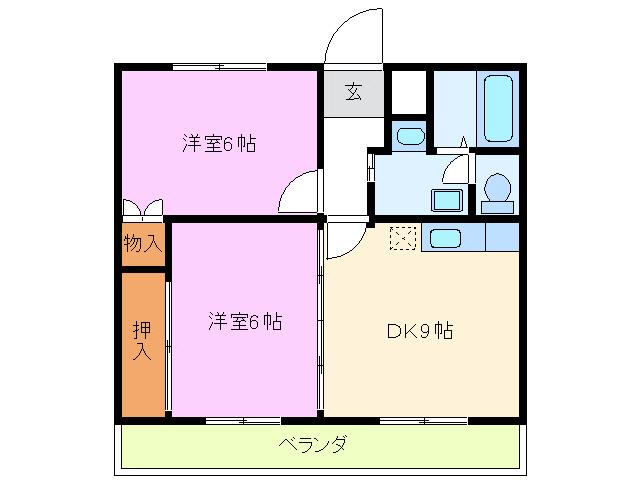 ルマンS(2DK/3階)の間取り写真
