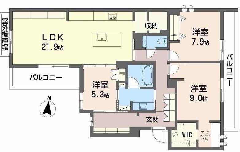 阪急神戸線 夙川駅 徒歩11分 3階建 築1年(3LDK/2階)の間取り写真