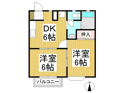 フェニックス清水(2DK/1階)の間取り写真