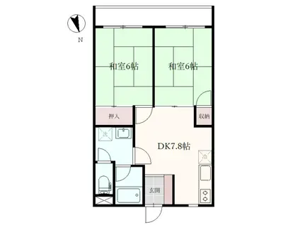 ハイツ五泉(2DK/2階)の間取り写真