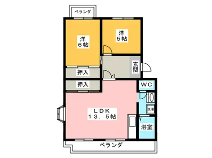 サンヒルズ藤A・B(2LDK/1階)の間取り写真