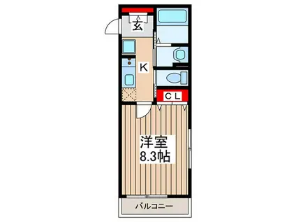 ウエストハイム川柳(1K/1階)の間取り写真