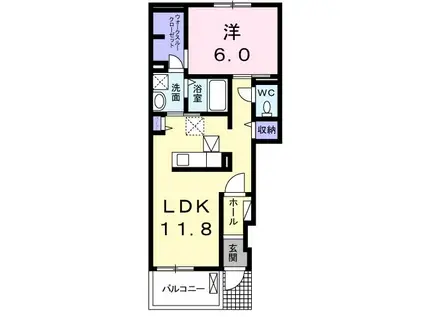 スヴェニール ポルトI(1LDK/1階)の間取り写真