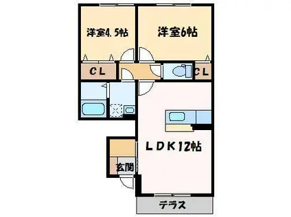 クレールメゾンC(2LDK/1階)の間取り写真