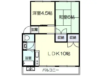 エクスト宮前II(2LDK/2階)の間取り写真