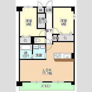 ヒルザコートII(2LDK/1階)の間取り写真