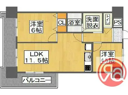 コーラル針中野(2LDK/3階)の間取り写真