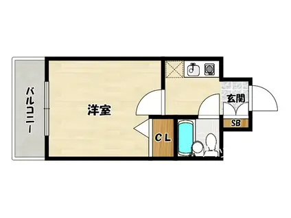 ラ・レジダンス・ド・レーヌ(1K/2階)の間取り写真