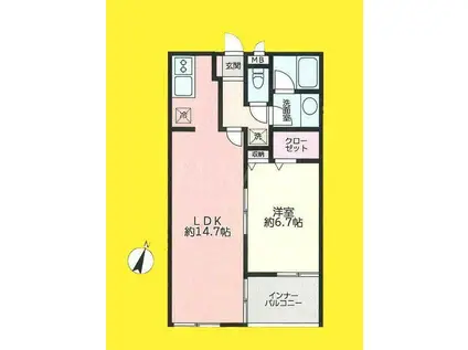 ペガサスハイム(1LDK/1階)の間取り写真