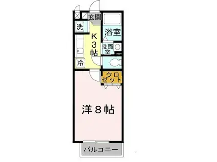 MORIMAWARI ウエスト(1K/2階)の間取り写真