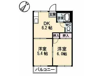 セフィラハイツ(2DK/2階)の間取り写真