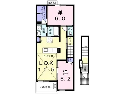 スヴェニール ポルトI(2LDK/2階)の間取り写真