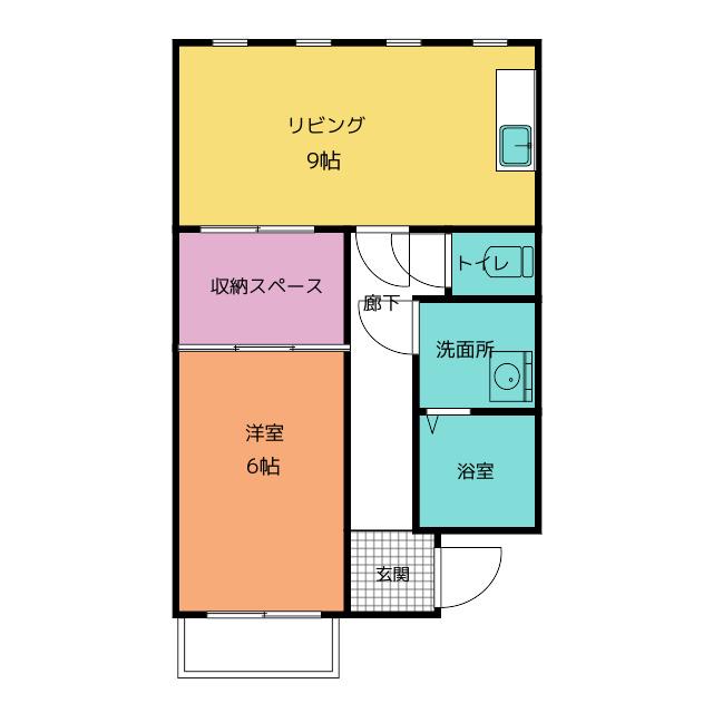 フラワーアイランド江島(1SLDK/2階)の間取り写真