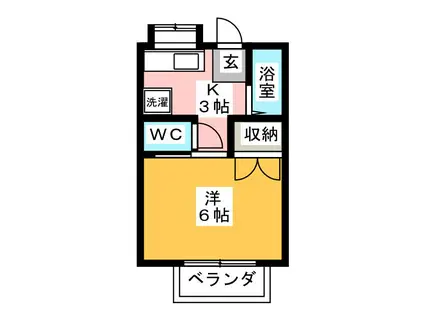 ウッドスカイ(1K/1階)の間取り写真