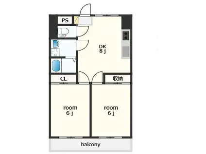 第二かなまるビル(2DK/6階)の間取り写真