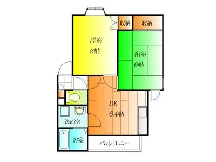クライムハウス(2DK/2階)の間取り写真