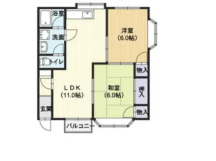 ヴィラ・ランコントレE棟(2LDK/1階)の間取り写真