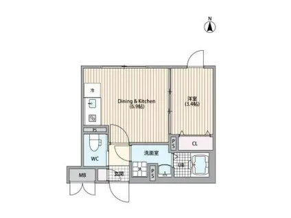 サンフラワーガーデン(1DK/1階)の間取り写真