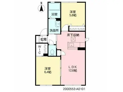 スリーゼ I棟(2LDK/1階)の間取り写真