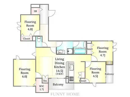 下馬6丁目メゾン(4LDK/2階)の間取り写真