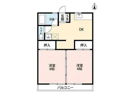 ピーチハウス(2DK/1階)の間取り写真