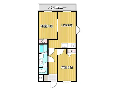 ナーセリーY(2LDK/1階)の間取り写真