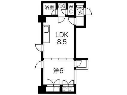ベルヴィーコート本通III(1LDK/4階)の間取り写真