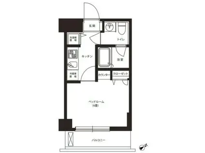 プリヴィレージュ目黒南(1K/6階)の間取り写真